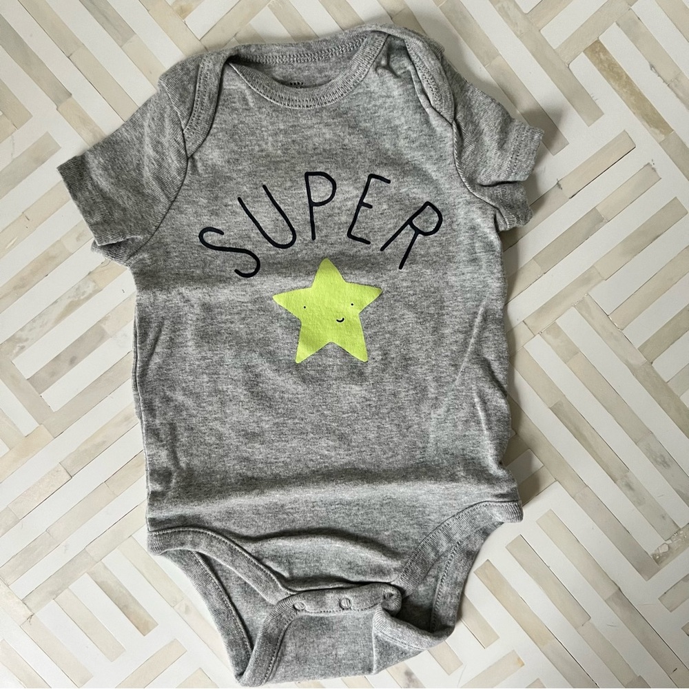 GAP Baby Superstar Grey Cotton Onesie, 12-18mo